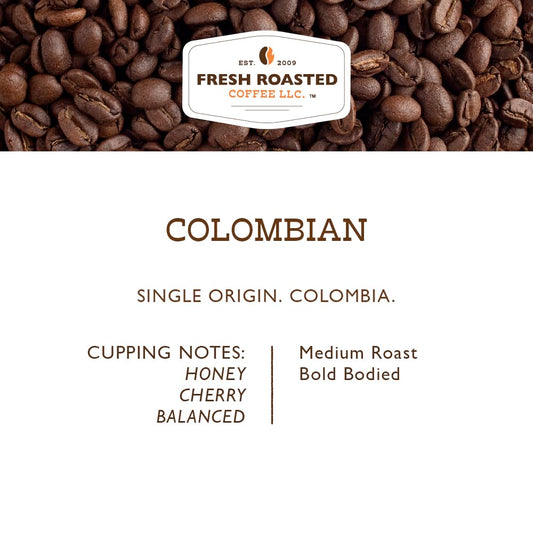 Fresh Roasted Coffee,100% Colombian, 5 lb (80 oz), Medium Roast, Kosher, Ground