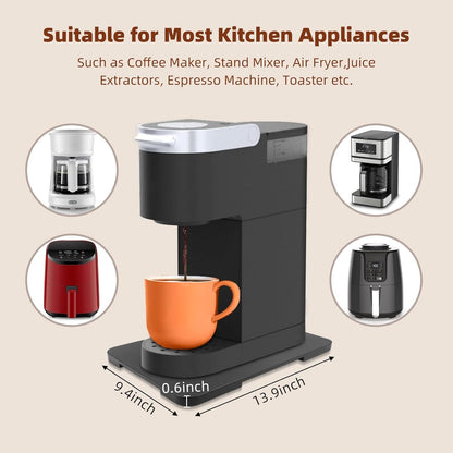 360° Rolling Tray Bamboo Appliance Slider, Appliance Sliders for Kitchen Appliances Sliding Tray for Coffee Maker Appliances Mat Easily from Under The Cabinet Black(13.9"×9.4")