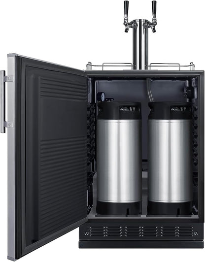 Summit Appliance 24" Wide Cold Brew Coffee Kegerator/Refrigerator Combo, Black Interior, Caster Wheels, Residential/Commercial Use (LHD, Cold Brew Coffee)