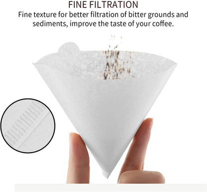 Coffee Filters, Size 02 White Cone Filters, 200 Count Disposable Natural Paper Filters 2-4 Cup, 02 Cone For Pour Over and Drip Coffee Maker