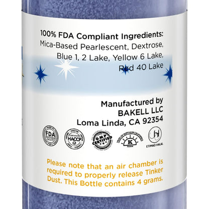 Bakell - Navy Blue Tinker Dust (4g, 1x Mini Spray Pump) Edible Glitter for Food, Desserts, and Beverages!
