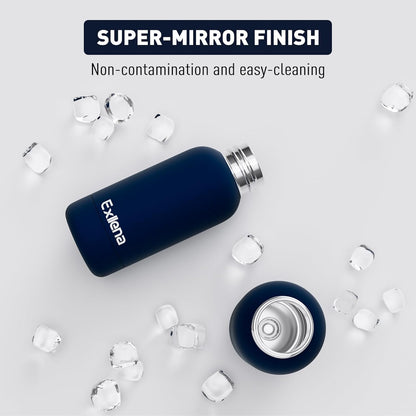 Small Water Bottle 12oz with Clip, Double Wall Stainless Steel Vacuum Small Insulated Water Bottle Keeps Drinks Cold 24 Hrs/Hot 12 Hrs for Kids Handbag School BPA Free (Navy Blue)