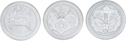 Nordic Ware 01236 Yuletide Cast Cookie Stamps, 3-inch rounds, Silver