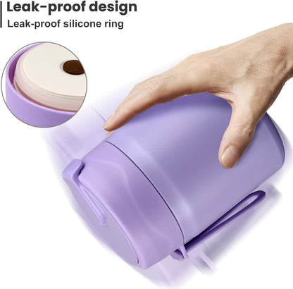17oz Soup Thermo for Hot Food Kids,Insulated Food Jar with Spoon,Thermo Hot Food Lunch Container,Wide Mouth Leakproof Stainless Steel Lunch Box for School-Purple