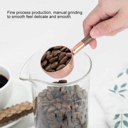Measuring Spoons, Wood Handle Coffee Scoop Black Walnut and Red Copper Tablespoon Scoop for Coffee Tea, Cooking Mixing Stirrer Kitchen Tools Utensils