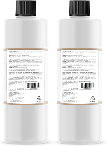 Essential Values Descaling Solution Compatible with Nespresso - Coffee Descaler - Coffee Maker Cleaner - Kettle, Espresso Machine Cleaning - 12 Month Supply 2-Pack