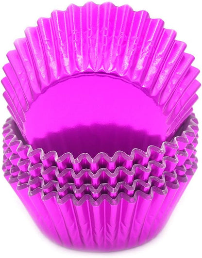 Standard Hot Pink Foil Cupcake Liners Muffin Baking Cups for Party and More, 100-Count