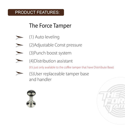 The Force Tamper Automatic Impact Adjustable Constant Pressure and Autoleveling Coffee Tamper Black Mirror Jellyfish AL Handle Set Pro (Standard Set, 53.50mm)