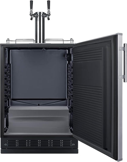 Summit Appliance 24" Wide Wine Kegerator/Refrigerator Combo, Black Interior, Caster Wheels, Residential/Commercial Use (RHD, Wine)