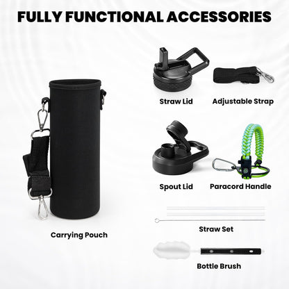 Insulated Water Bottle 20 oz, Triple Wall Vacuum Stainless Steel (Cold for 48 Hrs), Leak Proof & Non-BPA, Kids Water Bottle Jug for School with Straw Spout Lids, Ombre Green