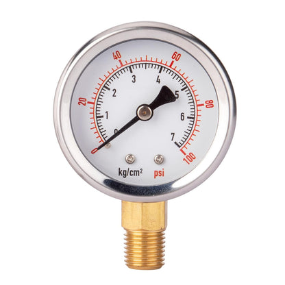 0-100 Psi Pressure Gauge, 2" Dial Size Waterproof Air Gauge for Water Filter Well Pump Air Tire Low Pressure Test