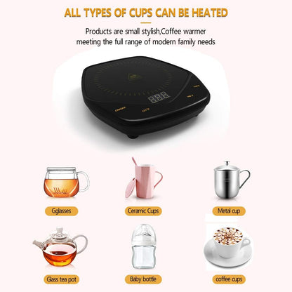 Coffee Mug Warmer for Desk,Candle Warmer Plate Auto Shut Off, Tea Espresso Beverage Coffee Warmer for Desk, Three Temperature Coffee Cup Warmer for Coffee Lover Gifts (Black, Without Mug)