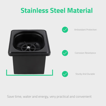 Pitcher Rinser, Automatic Stainless Steel Pitcher Rinser, Kitchen Sink Glass Rinser with Drain and Drip Tray, Automatic Glass Cup Washer for Bar, Home, Cafe(7.2x6.8x5.6in)