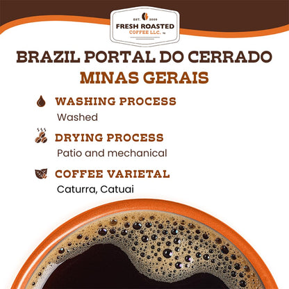 Fresh Roasted Coffee, Brazil Minas Gerais, 12 oz, Light Roast, Kosher, Ground
