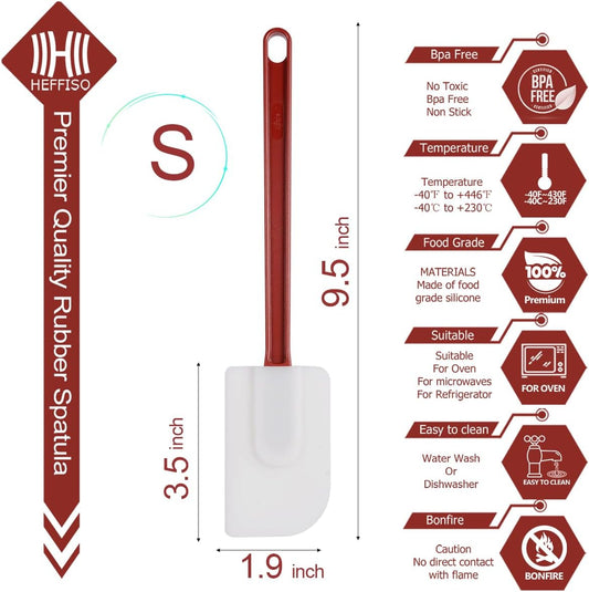 15 PCS Commercial Grade Silicone Spatulas Heat Resistant, 9.5-Inch Silicone Rubber Spatulas, Commercial Silicone Rubber Spatulas for Baking, Nonstick & BPA-Free
