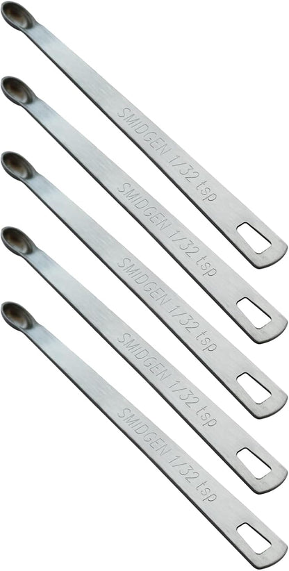 5PCS 1/32 Teaspoon(1/32tsp, 0.16ml, Smidgen) Single Tiny Measuring Spoon, Small Individual Stainless Steel Measure Spoons Only