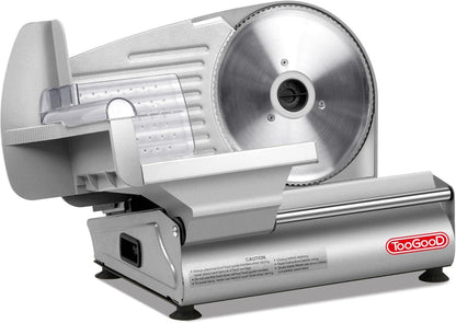TOOGOOD 7.5" Electric Meat Slicer, Food Slicer Machine with Stainless Steel Blade, Adjustable Thickness for Home Use, Easy to Clean, Cuts Meat, Ham,Hard Cheese and Deli (Sliver)