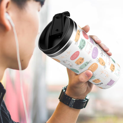 Insulated Coffee Mug with Ceramic Coating, 18oz Travel Mug with Leak-proof Lid, Vacuum Double-wall Tumbler, Stainless Steel Thermal Cup for Tea, Hot Cocoa, Cold Beverage, Ice Drinks
