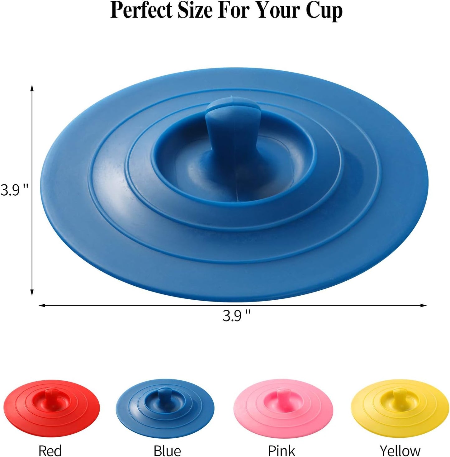 Silicone Cup Covers (Set of 4) ， Multicolored Silicone Lids for Mugs, Cups, Tea Pots,Flexible Mug Covers，Hot Cup Lids for Coffee & Tea