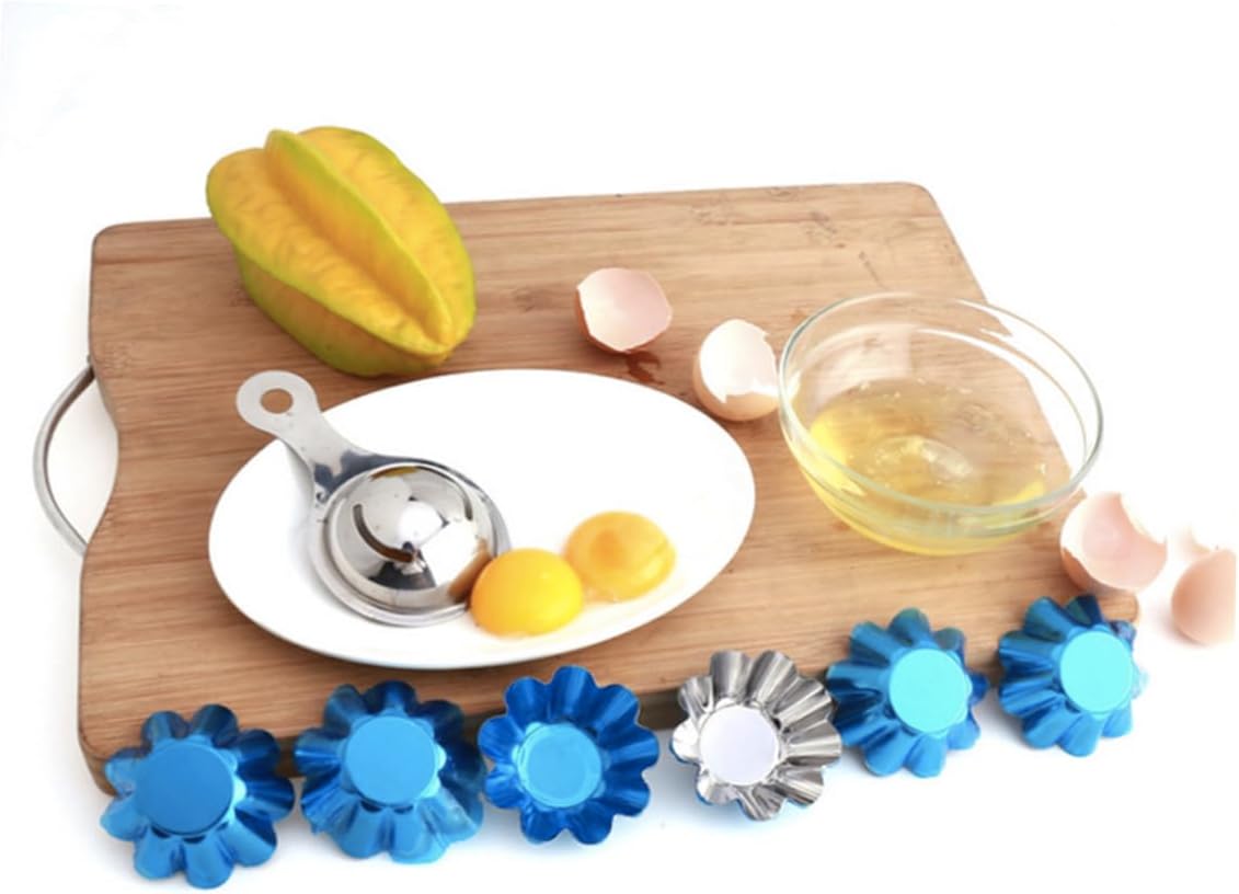 Mikinona 12pcs Non- Stick Tart Pans Tart Mould Egg Tart Molds Stainless Steel Tart Baking Mold Oven Pans Nonstick Bakeware Cupcake Wrapper Egg Tart Baking Cups Tart Tin Mini Non Stick Pan