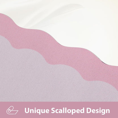 Scalloped Coffee Bar Mat for Countertop, Cute Dish Drying Mats for Kitchen Counter, Diatomite Absorbent Mat for Coffee Station, Kitchen Aesthetic Decor (12"x19", Pink)