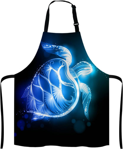 Ocean Turtle Apron for Women and Men, Galaxy Turtle Adjustable Kitchen Chef Apron for Cooking Baking - Cute Birthday, Anniversary, Mother's Day Apron Gifts for Mom Wife Girlfriend Aunt Grandma