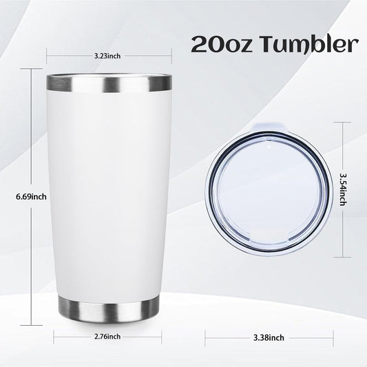 StarSpeed 20oz Tumbler Bulk with Lid, Stainless Steel Insulated Tumblers Double Wall Vacuum Insulated Travel Mug, Powder Coated Coffee Cups for Hot and Cold Drinks(White,1)