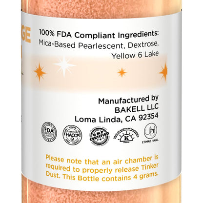 Bakell - Creamsicle Orange Tinker Dust (4g, 1x Mini Spray Pump) Edible Glitter for Food, Desserts, and Beverages!