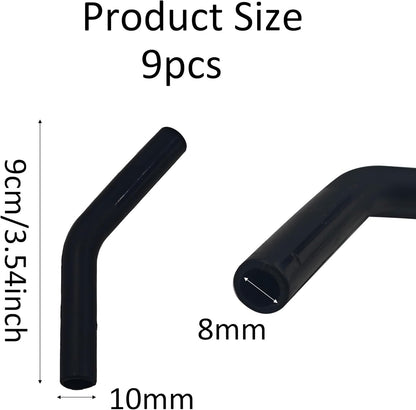 pson 9Pcs Silicone Straw Tips, Food Grade Reusable Flexible Elbow Tips Fit for 8mm Stainless Steel Metal Straws(Black)