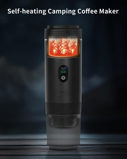 Portable Electric Espresso Machine, Travel Coffee Maker Brewer Compatible with Ground Coffee & NS Capsules (Black with LCD Screen)