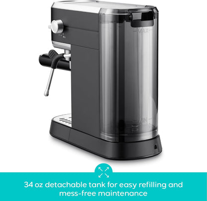 CASABREWS CM5418 Espresso Machine 20 Bar, Stainless Steel Espresso Maker with Milk Frother Steam Wand, Compact Cappuccino Machine for Home, Espresso Coffee Machine with Removable Water Tank, Black