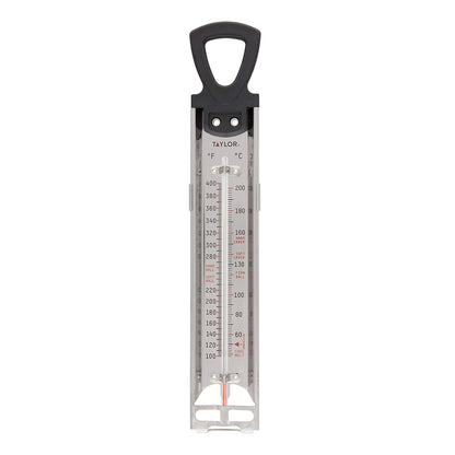 Taylor Programmable Digital Candy and Deep Fry Thermometer with Green Light Alert Display & Stainless Steel Candy Deep Fry Food Cooking Kitchen Analog Thermometer, 12 Inches