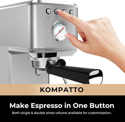 CHULUX Slim Espresso Machine with Milk Frother Steam Wand, 20 Bar Professional Italian Pump Semi Automatic Espresso Coffee Machine for Home Cappuccino & Latte Maker
