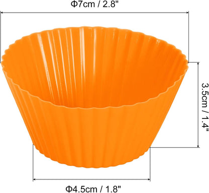 uxcell 18Pcs Silicone Cupcake Liners, Non-Stick Baking Cups, for Cooking Eggs, Baking Muffins and Make a Cake(Orange)