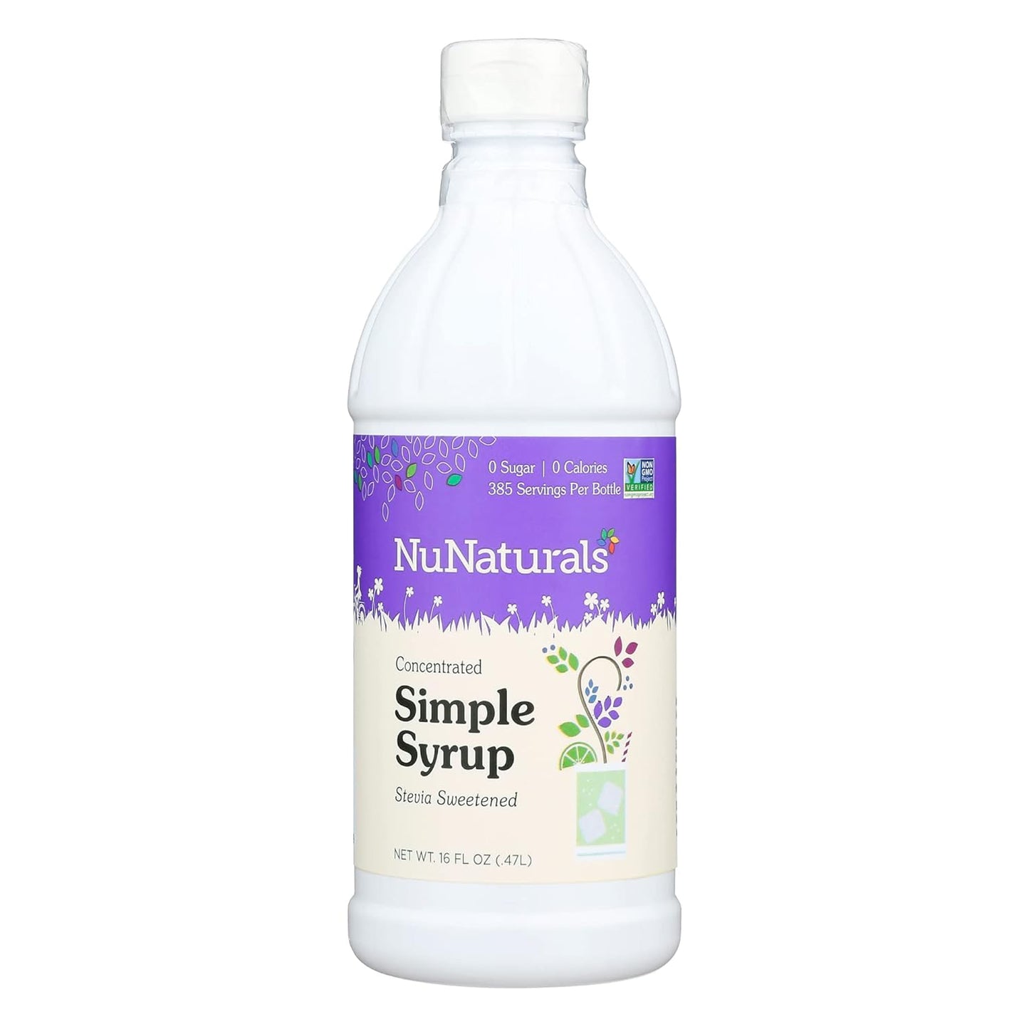 NuNaturals Stevia Simple Syrup, Sugar-Free Sweetener, Plant-Based Sugar Substitute, Zero Calorie, 16 oz