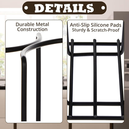 Maxdot 2 Pcs 5 Section Coffee Cup Organizers 23 x 5 x 8.5 Inch Wire Rack Coffee Cup and Lid Holder Black Iron Lid Dispenser Countertops Organizer for Kitchen Storage Essentials