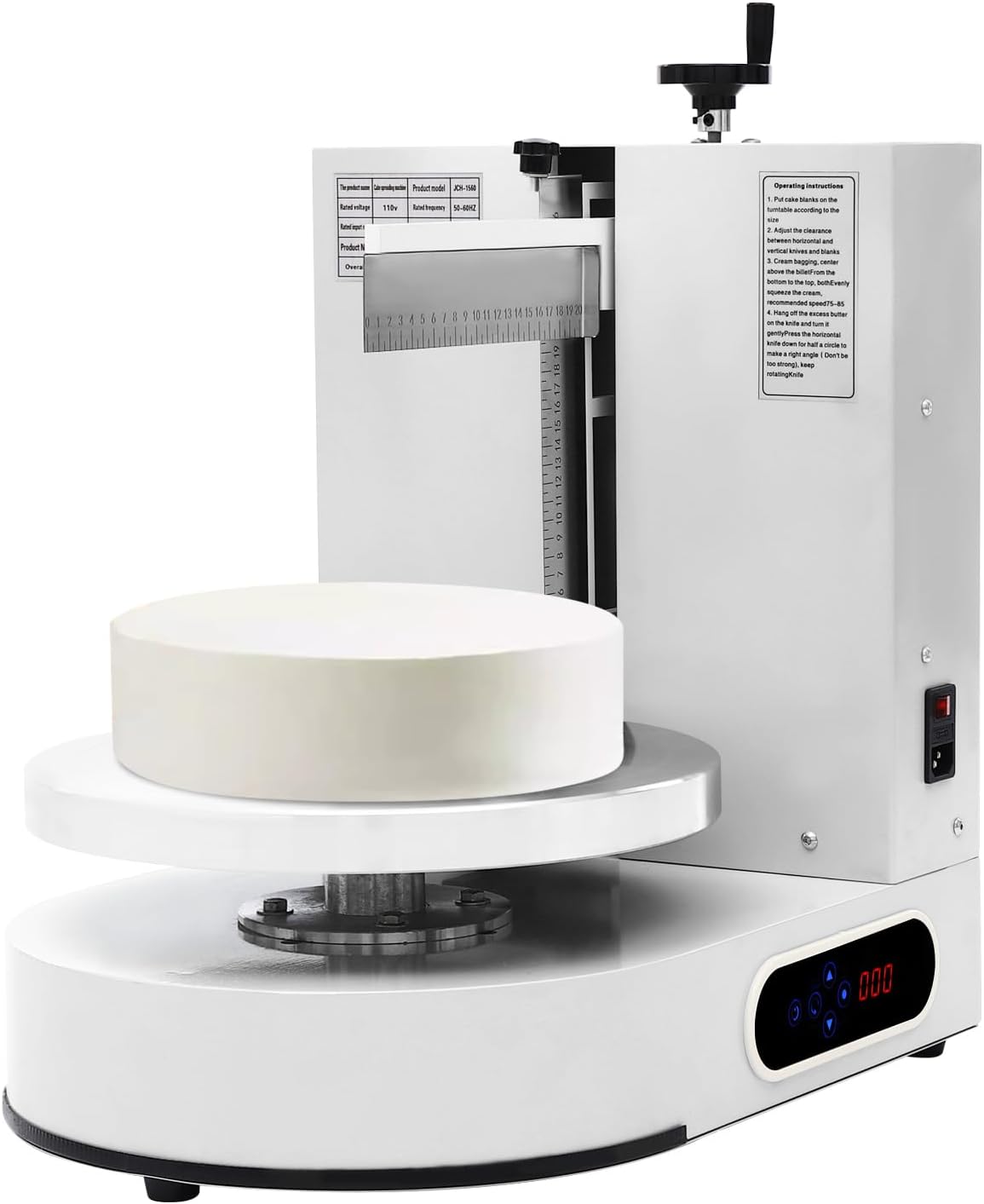 Automatic Cake Decorating Machine, Electronic Cream Coating Spreading Smooth Machine with Graduated Scraper 30-200RPM Rotating Speed,Cake Bread Spreader Machine for 4-12inch Cakes,White