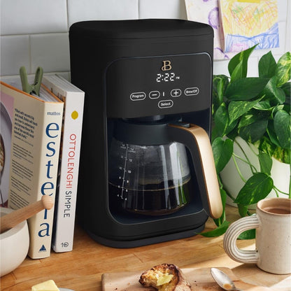 Beautiful Coffee Maker, 14-Cup, Touch Display, Programmable, 1200W, Stainless Steel, Keep Warm, 24h Timer dishwasher-safe (Black Sesame)