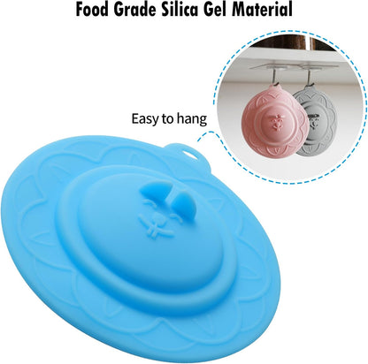 Cat's face Silicone Cup Covers (Set of 4) ， Multicolored Silicone Lids for Mugs, Cups, Tea Pots,Flexible Mug Covers，Hot Cup Lids for Coffee & Tea