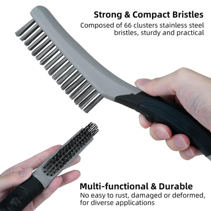 7 PCS Wire Brush Set, Brass Wire Brush and Stiff Bristle Metal Brush with Handle, Heavy Duty Stainless Steel Wire Brushes for Cleaning Rust, Paint Removal, Grill, Welding Slag