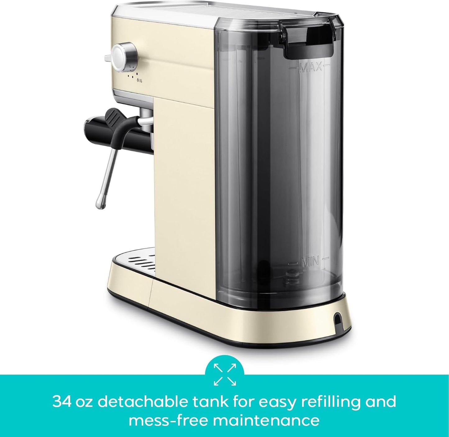 CASABREWS CM5418 Espresso Machine 20 Bar, Espresso Maker with Milk Frother Steam Wand, Stainless Steel Espresso Coffee Machine with 34oz Removable Water Tank, Creamy