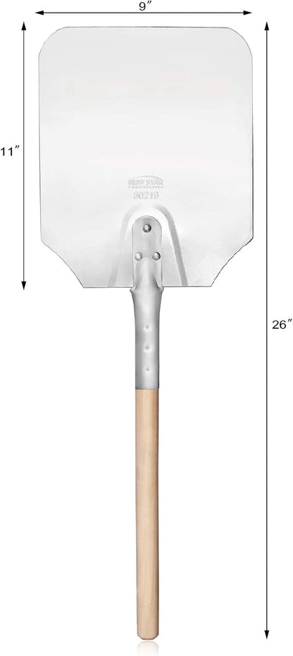 New Star Foodservice 50219 Aluminum Pizza Peel, Wooden Handle, 9 x 11 inch Blade, 26 inch overall