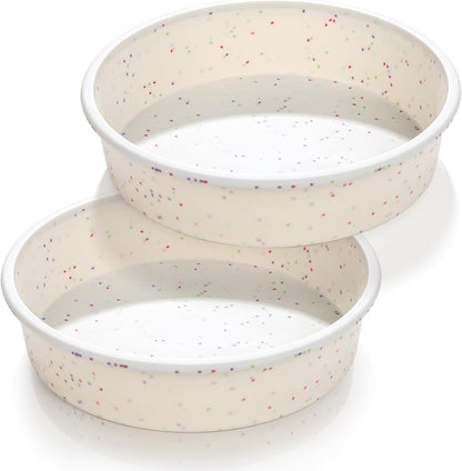 Vinino 6 Inch Silicone Round Cake Pan with Metal Reinforced Frame Set of 2, Nonstick Silicone Springform Pan for Baking Suitable for Making Layers, Cheese & Chocolate Cakes