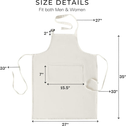 RAJRANG 100% Cotton Cooking Apron with 3 Pockets Kitchen Chef BBQ Adjustable Bib Aprons for Women Men