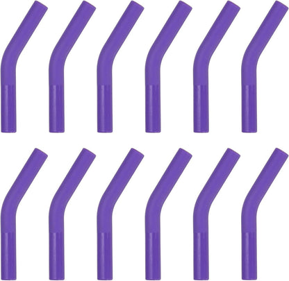 uxcell 12Pcs Silicone Straw Tips, Silicone Straw Elbows Tip, Soft Reusable Metal Straw Covers Fit for 8mm/0.31" OD Stainless Steel Straws, Purple