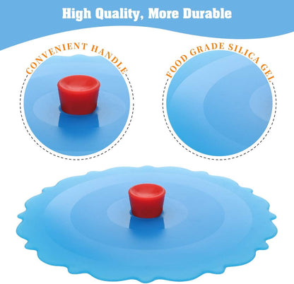 Silicone Cup Covers (Set of 4) ， Multicolored Silicone Lids for Mugs, Cups, Tea Pots,Flexible Mug Covers，Hot Cup Lids for Coffee & Tea