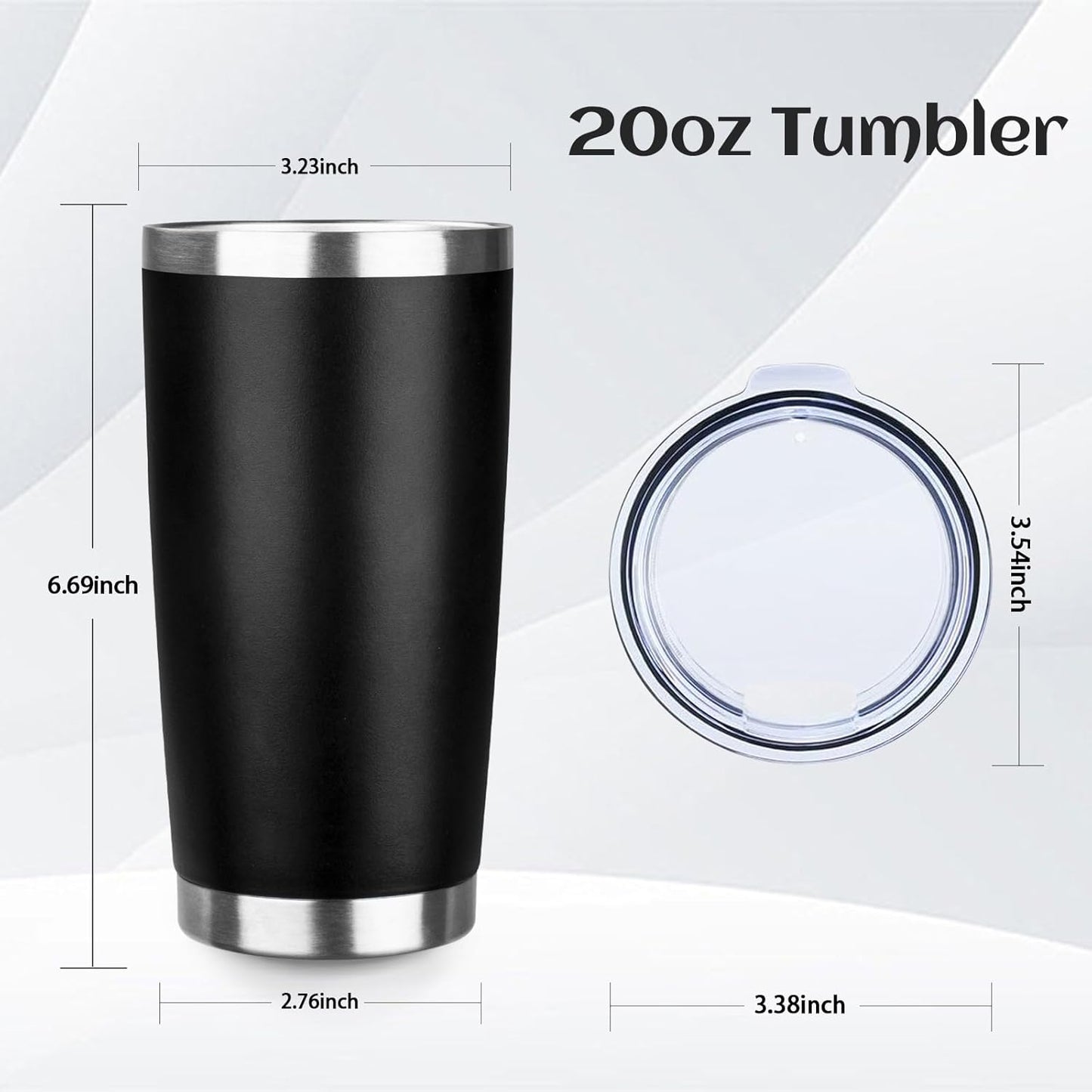 StarSpeed 20oz Tumbler Bulk with Lid, Stainless Steel Insulated Tumblers Double Wall Vacuum Insulated Travel Mug, Powder Coated Coffee Cups for Hot and Cold Drinks(Black,8)