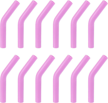 uxcell 12pcs Silicone Straw Tips, Silicone Straw Elbows Tip, Soft Reusable Metal Straw Covers Fit for 8mm/0.31" OD Stainless Steel Straws, Light Purple