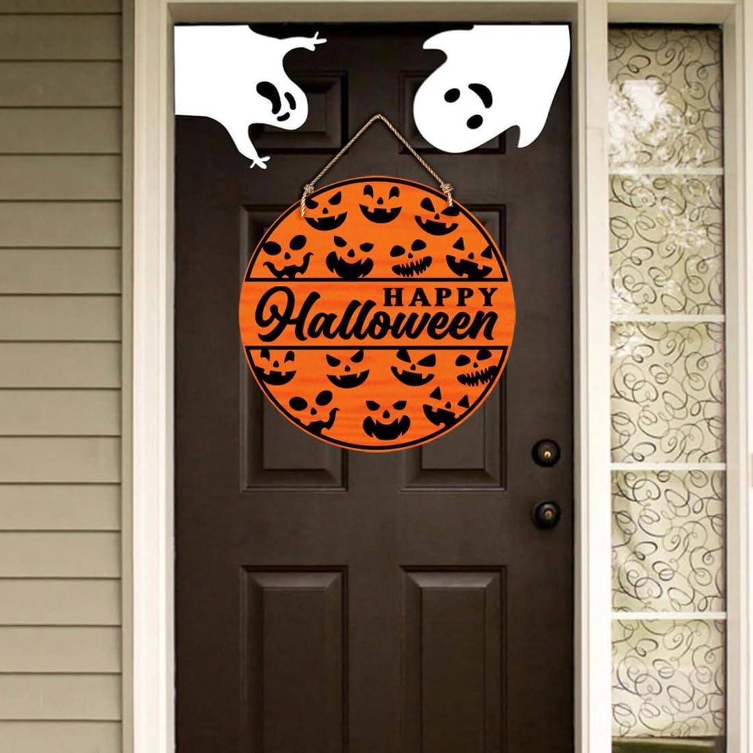 Halloween Stencils for Painting 12inch Large Reusable Halloween Stencil for Door Hanger Round Skeleton Ghost Boo Templates for Wood Walls Windows Door Mat Fabric
