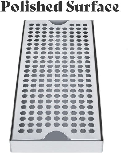 TMCRAFT Beer Drip Trays, Stainless Steel Kegerator Drip Tray with Non-Slip Rubber Pad, Highly Polished Surface Drip Tray for Restaurants, Kitchens, and Bars